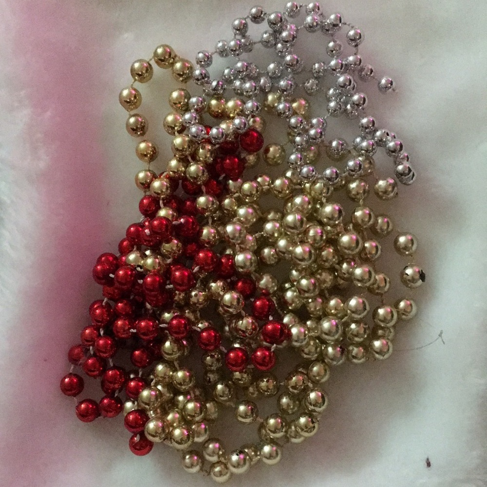 Elegant Red, Gold, and Silver Beaded Necklace